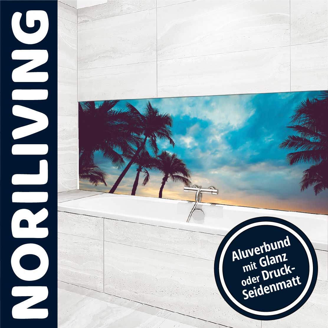 Ansicht des Badrückwand-Motivs Sonnenuntergang am Strand 167 Oberkante