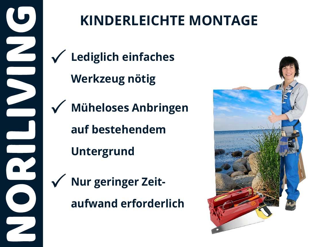 Aufzählung der Vorteile einer Badrückwand aus Aluverbund