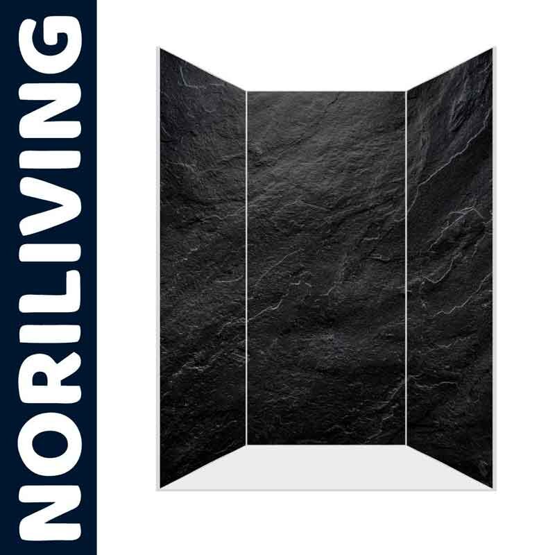 Dekorative schwarze Wandverkleidung in Schieferoptik von Noriliving für modernes Interieur