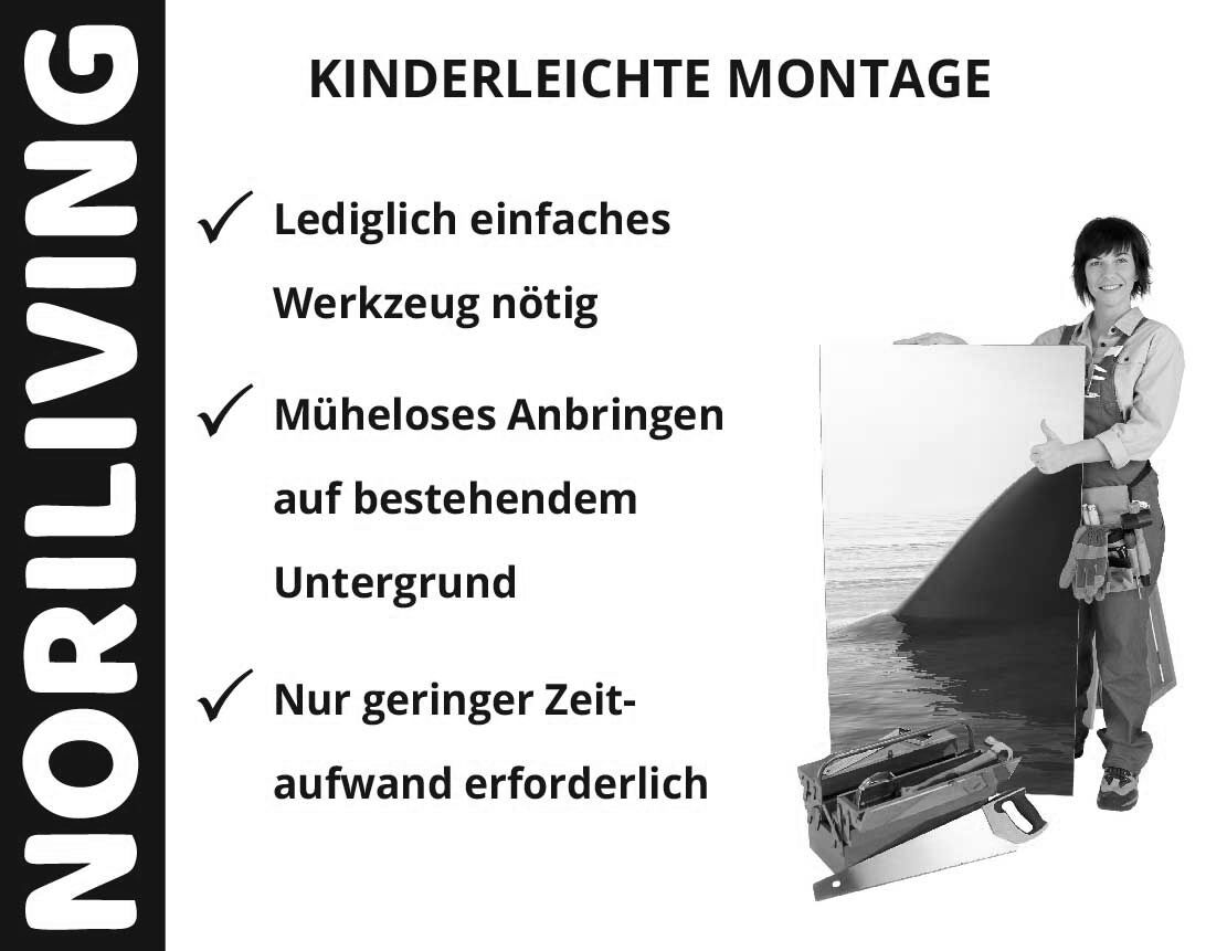 Aufzählung der Vorteile einer Badrückwand aus Aluverbund