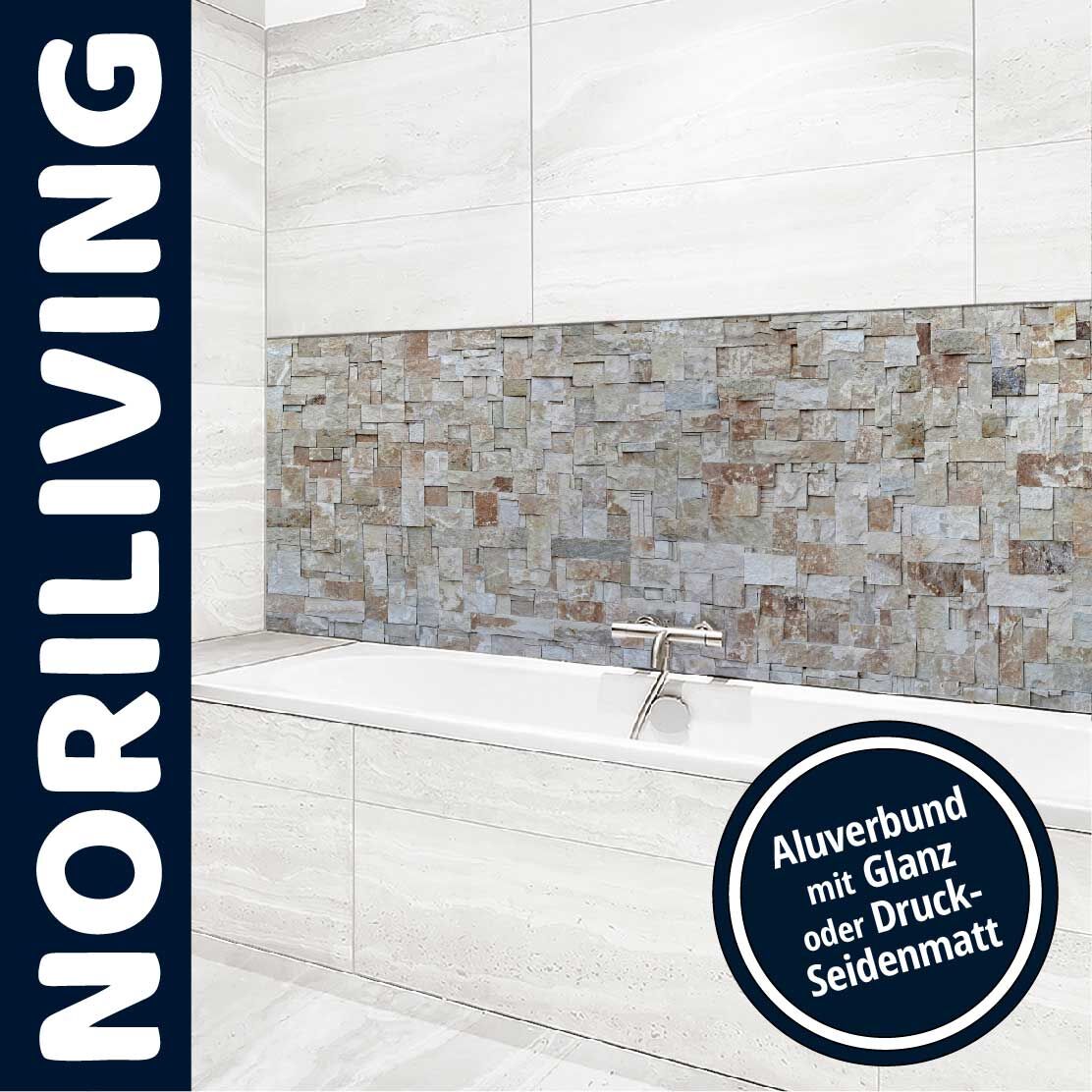Moderne Badgestaltung mit NORILIVING Aluverbund Wandverkleidung in Glanz oder Seidenmatt