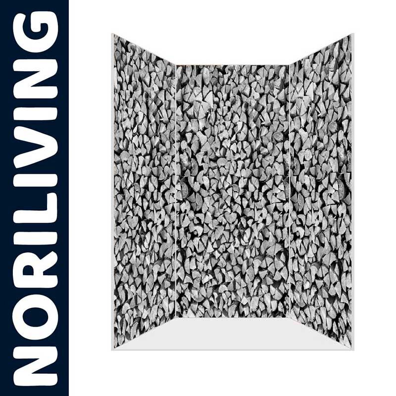 Dreiteiliger Raumteiler mit Holzscheitmotiv von NORILIVING