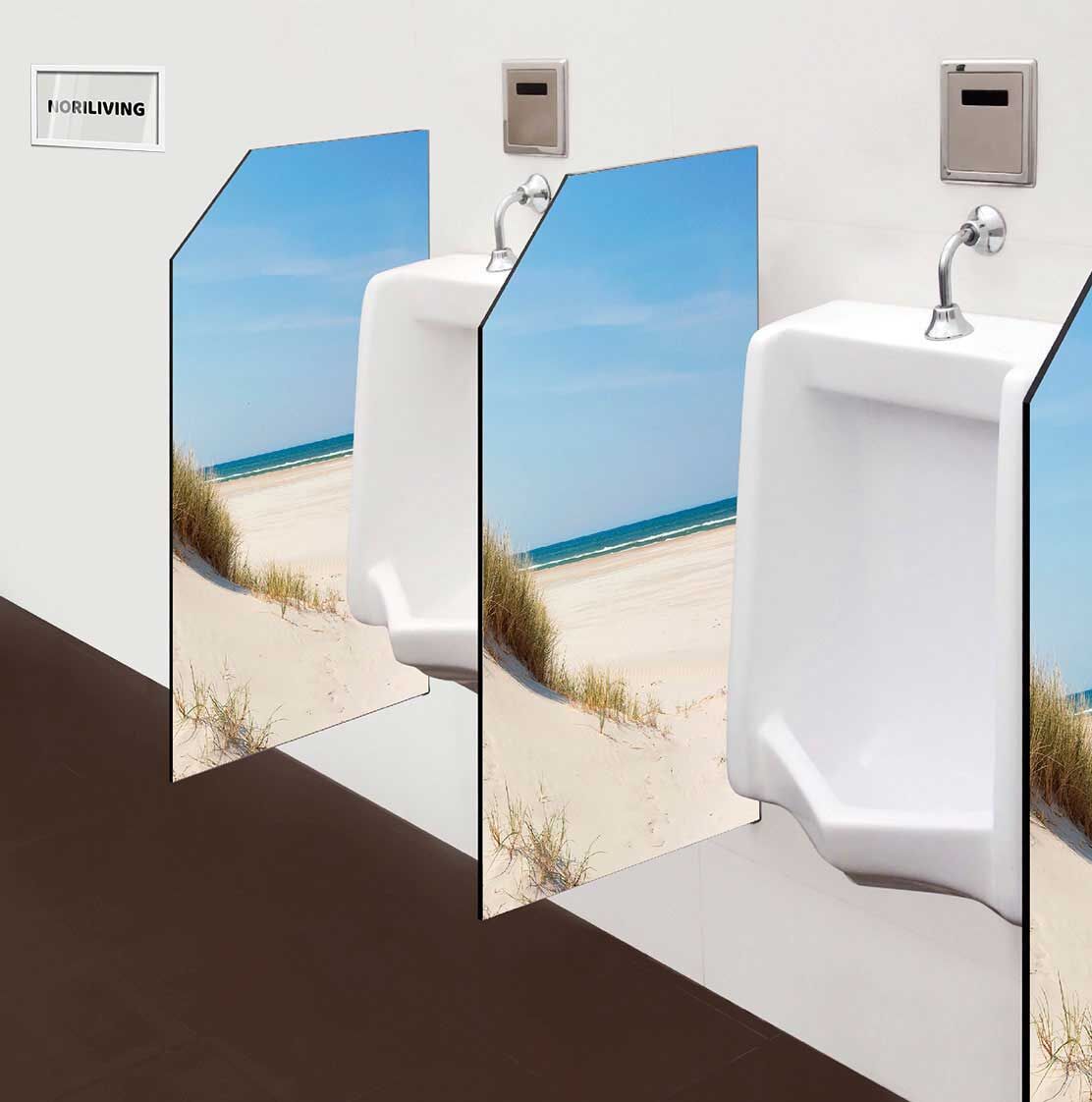 in der Toilette eingebaute Schamwand mit Motiv Ostsee Düne 670