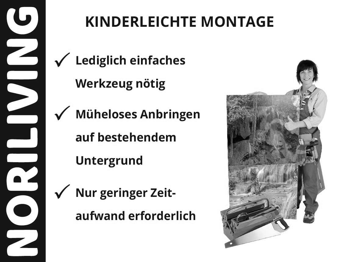 Aufzählung der Vorteile einer Badrückwand aus Aluverbund