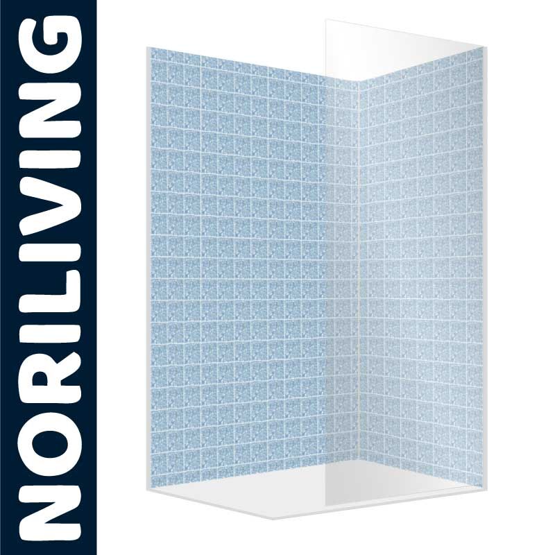 Abbildung einer Eck-Duschrückwand mit Motiv Fliesenoptik 102