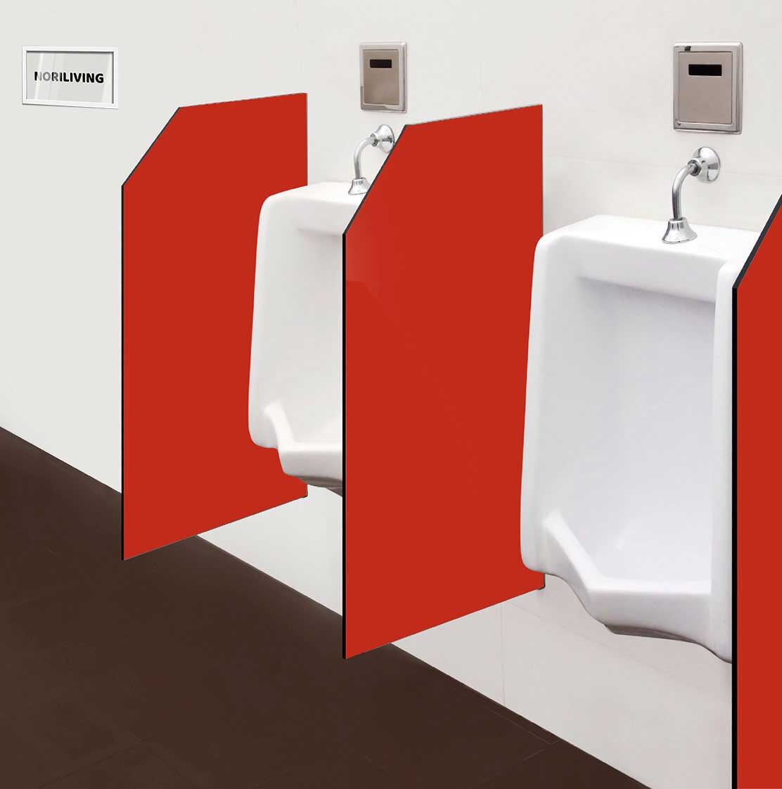 in der Toilette eingebaute Schamwand mit Motiv Unifarbe Rot 2343