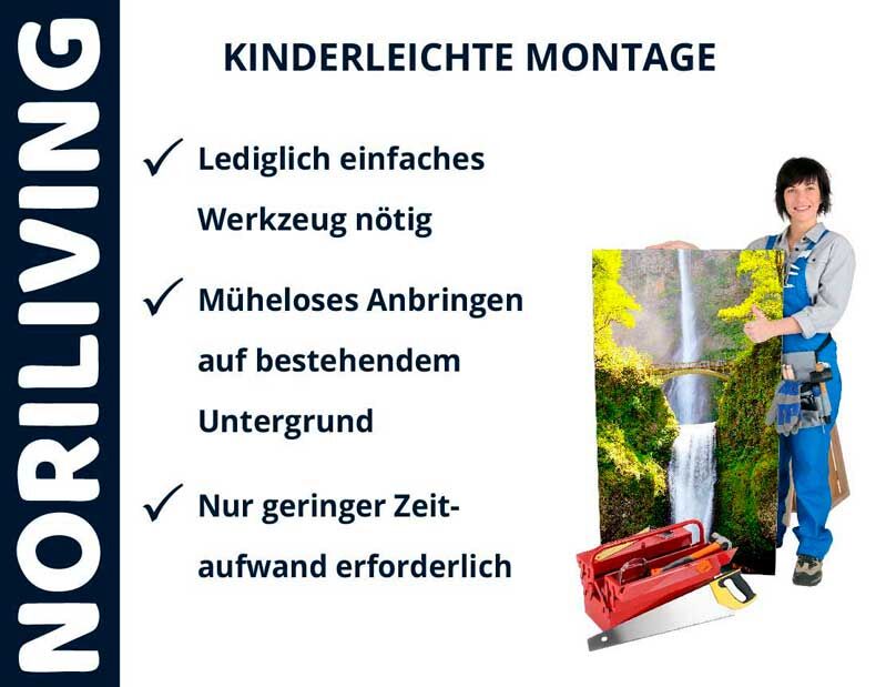 NORILIVING Montageanleitung: Einfaches Werkzeug nötig, müheloses Anbringen, geringer Zeitaufwand.