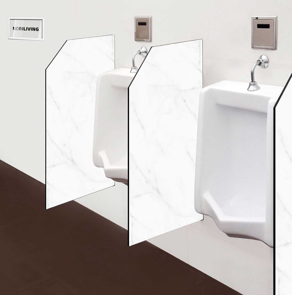 in der Toilette eingebaute Schamwand mit Motiv Marmorstruktur weiß 275 schwarz-weiß