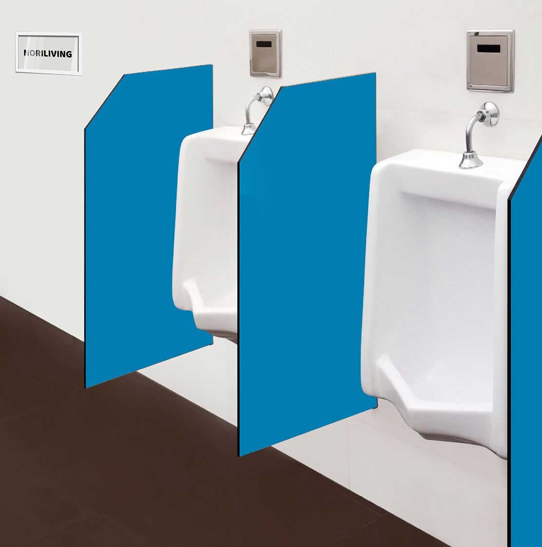 in der Toilette eingebaute Schamwand mit Motiv Unifarbe Blau 2332