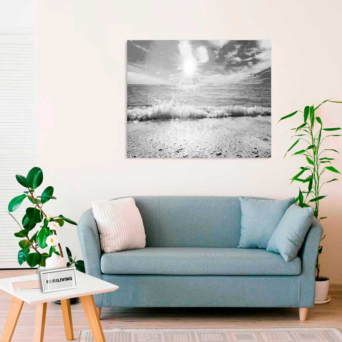 Wandbild über dem Sofa mit Motiv Am Strand 685 schwarz-weiß