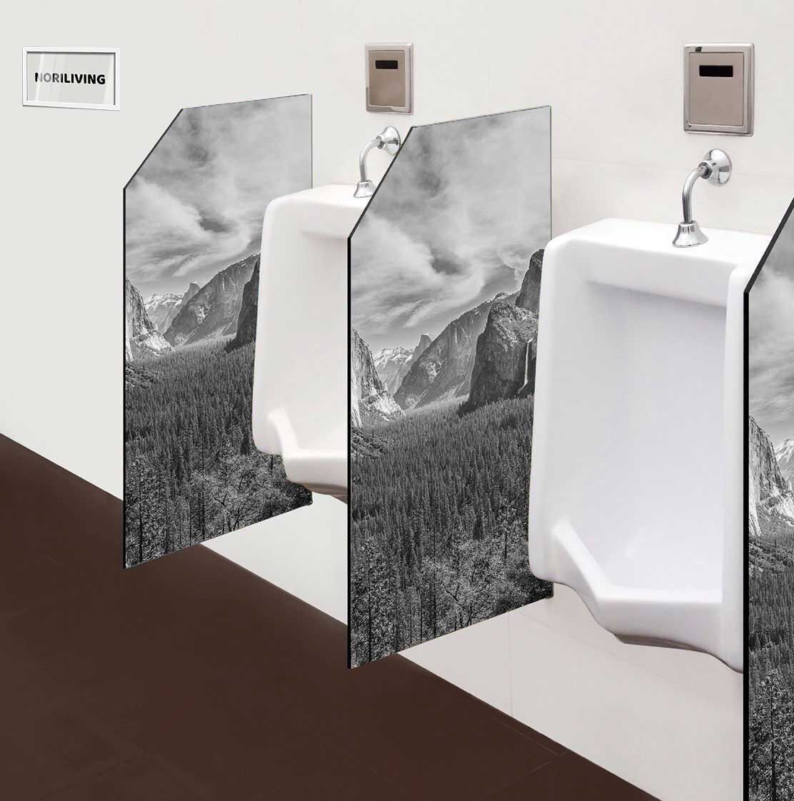 in der Toilette eingebaute Schamwand mit Motiv Yosemite-Tal Nordkalifornien 587 schwarz-weiß
