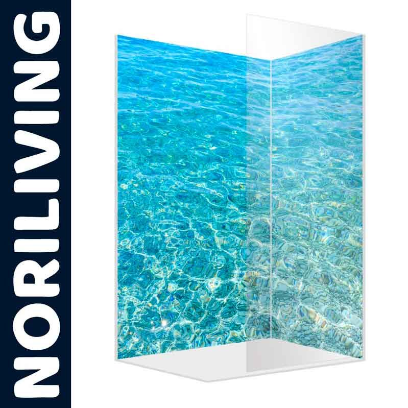 Transparente Duschwand mit Meeresmotiv in Blau von NORILIVING