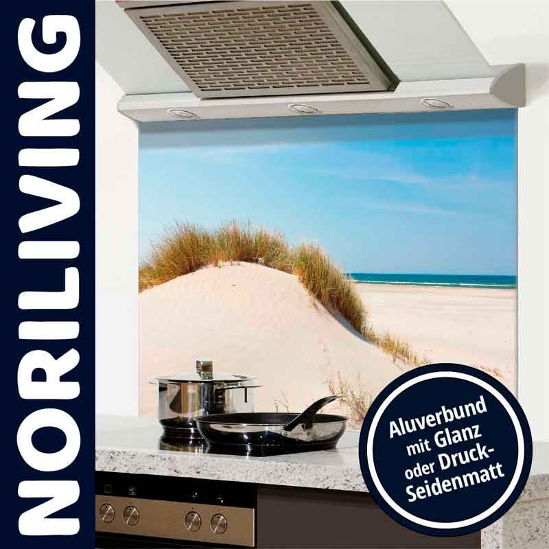Moderne Küchenrückwand mit Strandmotiv und Kochfeld, NORILIVING
