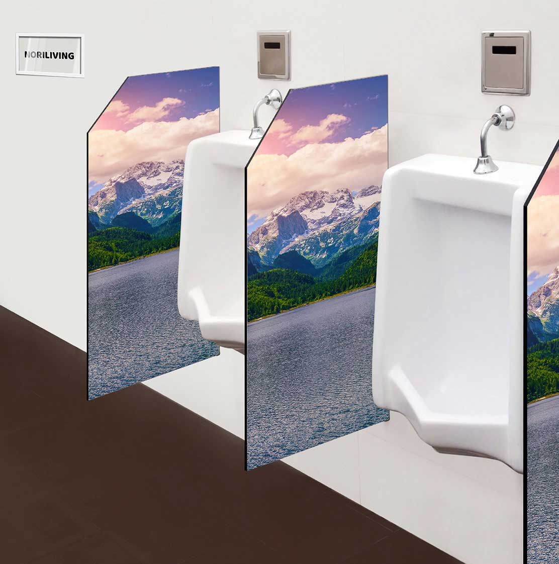 in der Toilette eingebaute Schamwand mit Motiv See im Tal 686