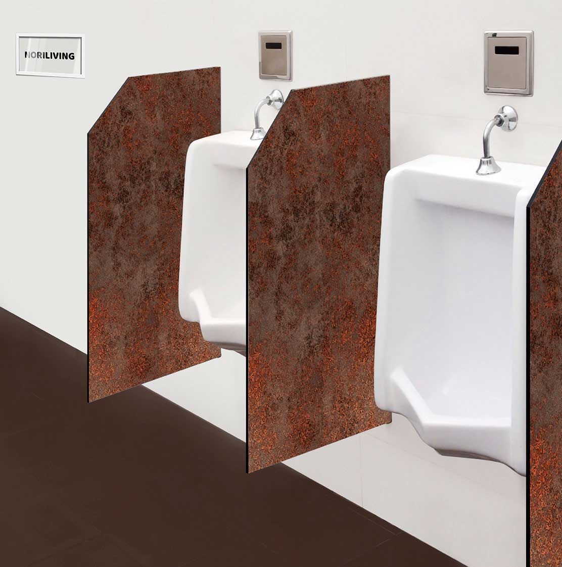 in der Toilette eingebaute Schamwand mit Motiv Rost 277
