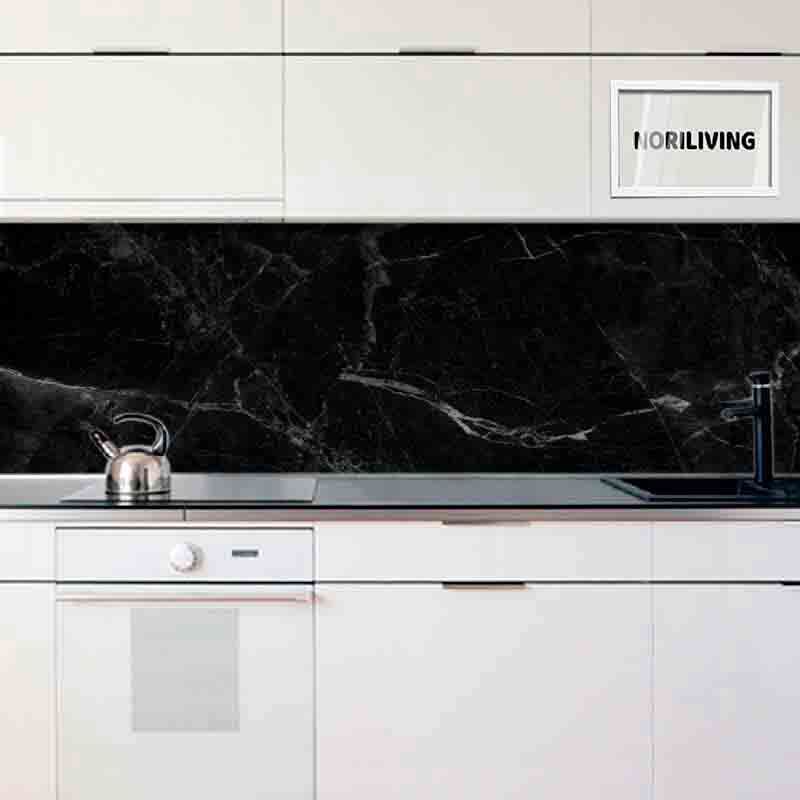 in der Küche eingebaute Küchenrückwand Profiline mit Motiv Marmor schwarz-grau 007 schwarz-weiß