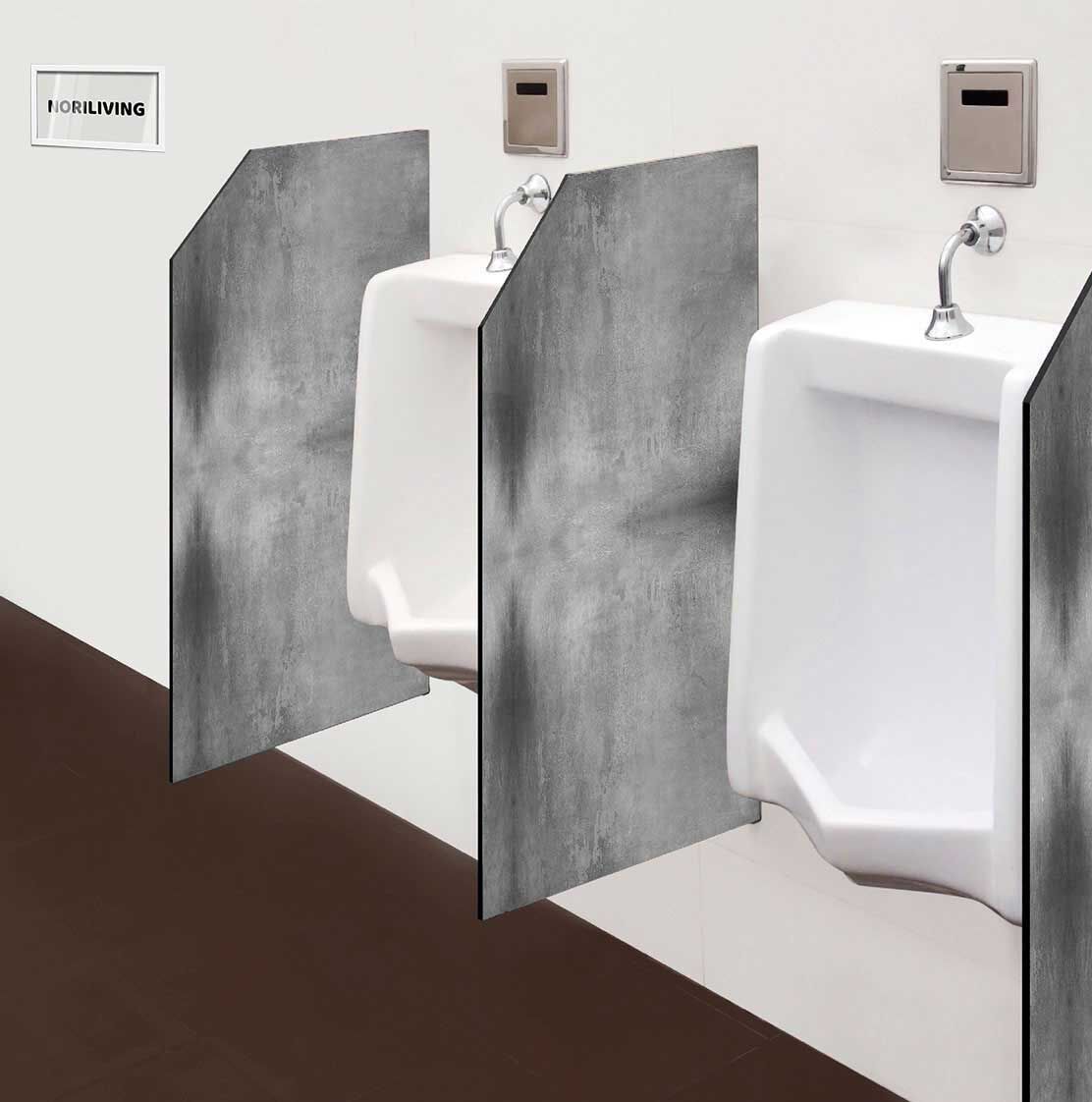 in der Toilette eingebaute Schamwand mit Motiv Graue Wandfläche 861 schwarz-weiß