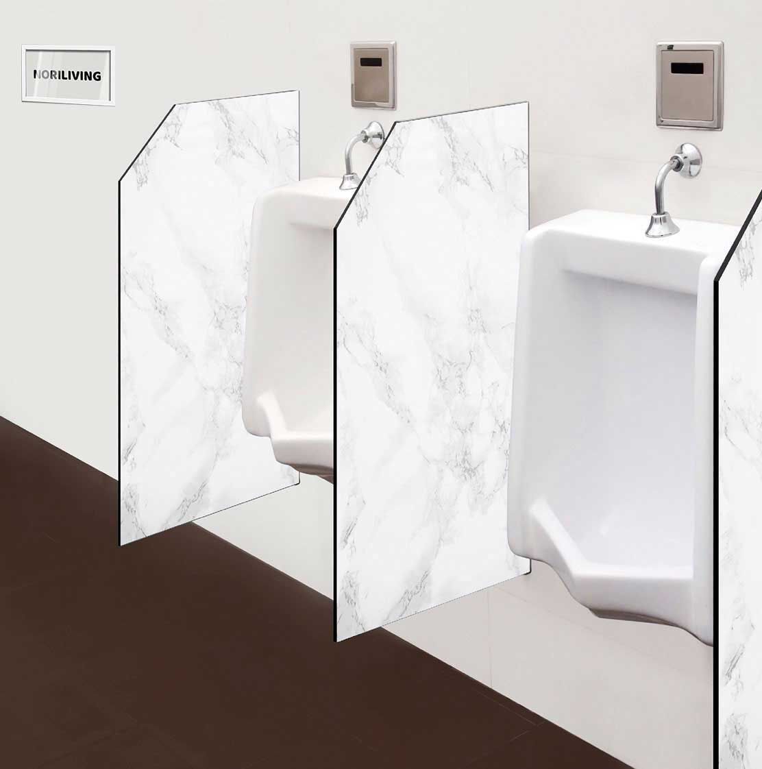 in der Toilette eingebaute Schamwand mit Motiv Marmor weiß 254 schwarz-weiß
