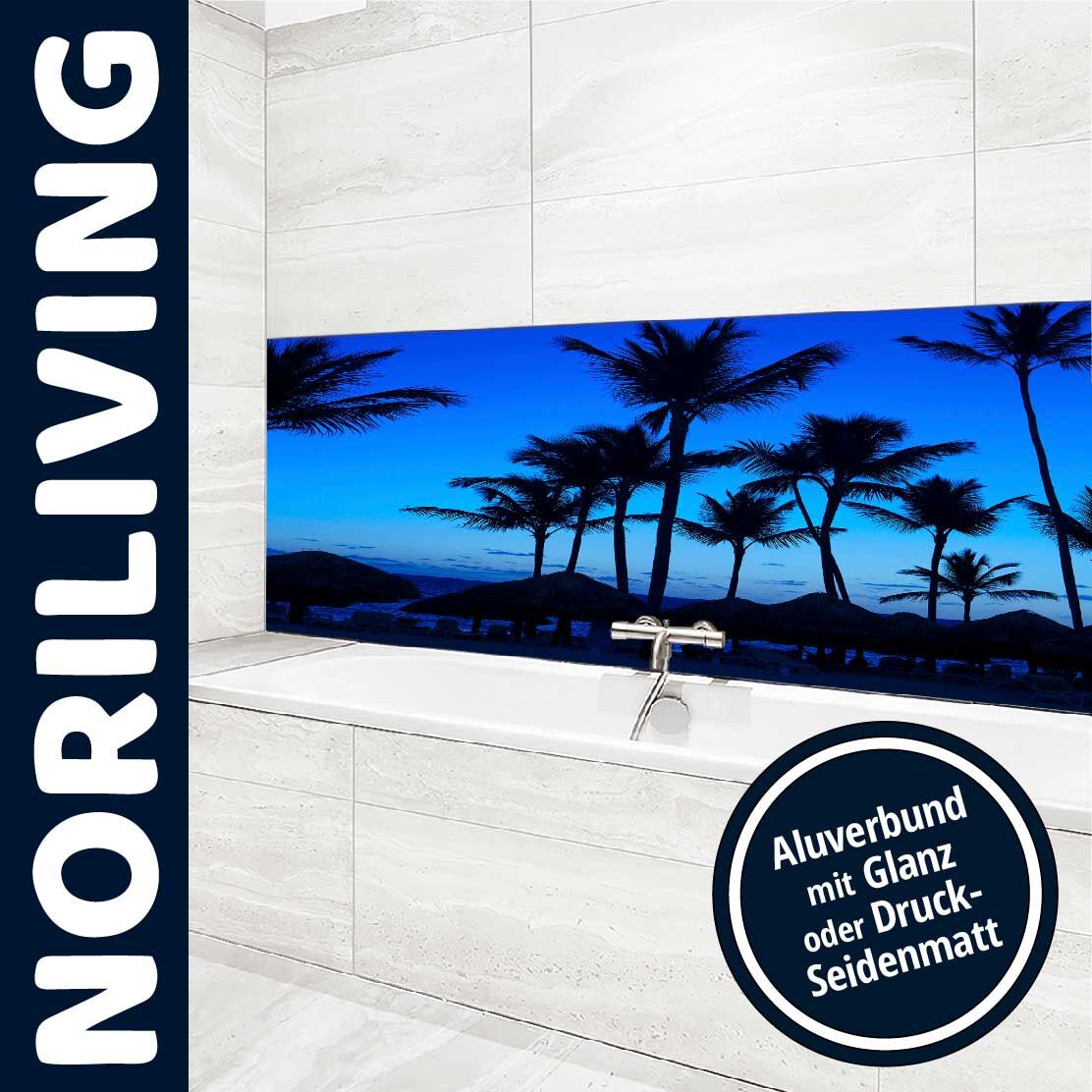 Ansicht des Badrückwand-Motivs Palmen am Strand 731 Unterkante
