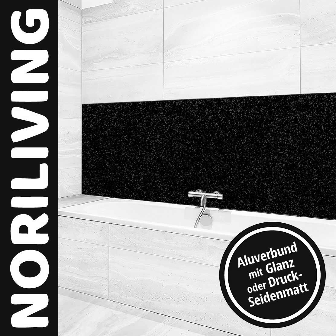 Ansicht des Badrückwand-Motivs Schwarzer Granit 125bw schwarz-weiß Oberkante