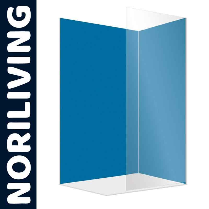 Transparente Glas-Duschabtrennung von Noriliving mit modernem, blauem Akzent