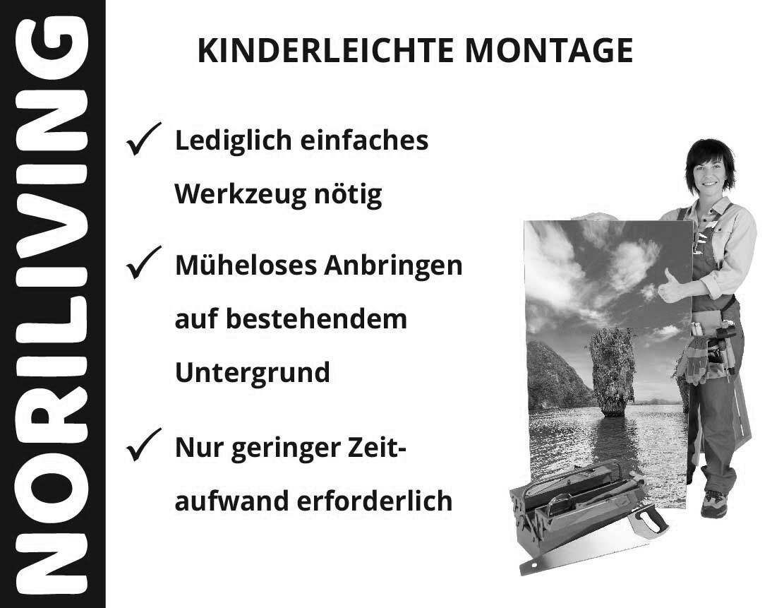 Aufzählung der Vorteile einer Badrückwand aus Aluverbund
