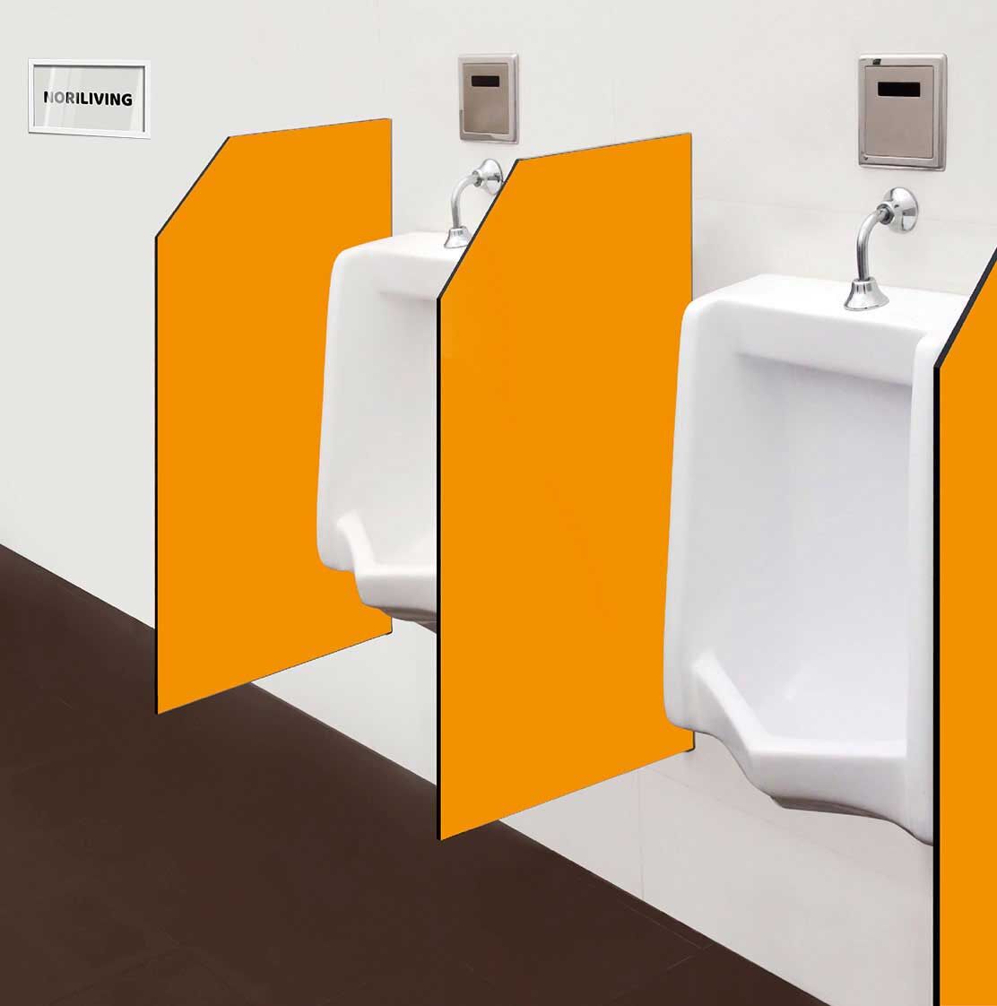 in der Toilette eingebaute Schamwand mit Motiv Unifarbe Orange 2346