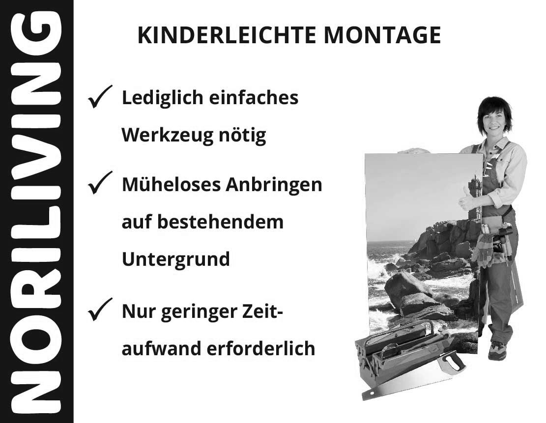 Aufzählung der Vorteile einer Badrückwand aus Aluverbund