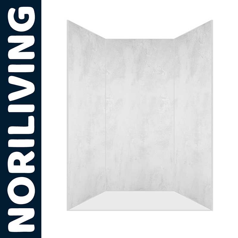 Weiße, dreiteilige Duschwand von NORILIVING mit minimalistischem Design