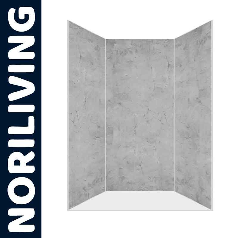 Graue Duschwand in Steinoptik von NoriLiving für modernes Badezimmerdesign