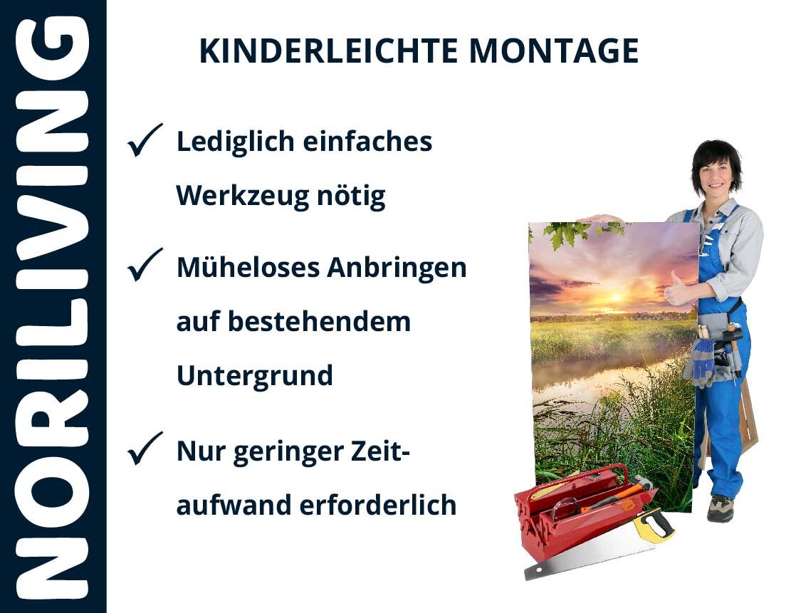 Aufzählung der Vorteile einer Badrückwand aus Aluverbund
