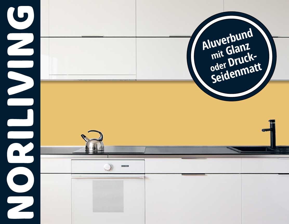 in der Küche eingebaute Küchenrückwand mit Motiv Unifarbe Beige 2350