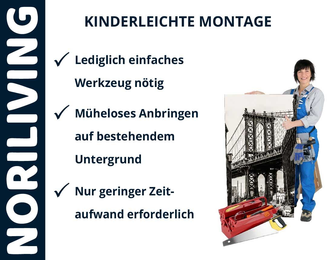 Aufzählung der Vorteile einer Badrückwand aus Aluverbund