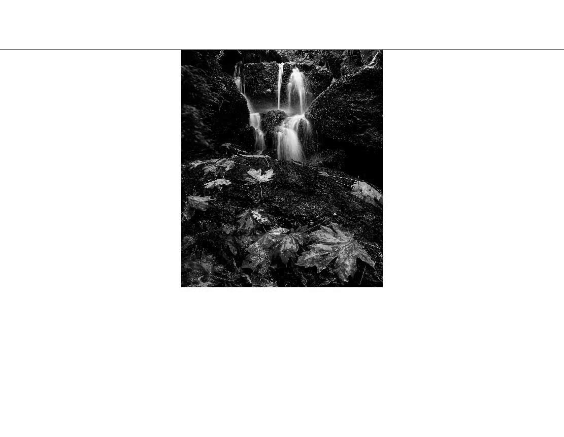 Ansicht des Badrückwand-Motivs Bach Wasserfall Kaskade 634 schwarz-weiß