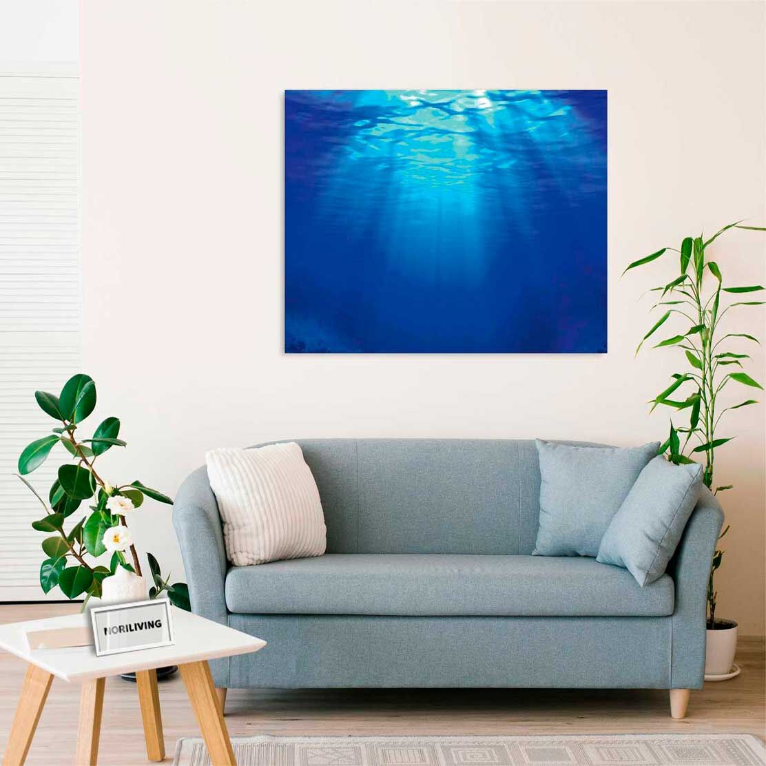 Wandbild über dem Sofa mit Motiv Unterwasser in der Tiefe 927c