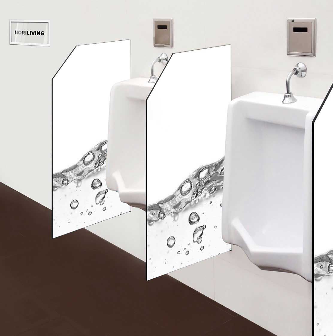in der Toilette eingebaute Schamwand mit Motiv Wasserwelle mit Luftblasen 640 schwarz-weiß