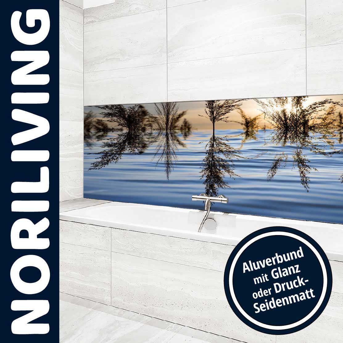 Ansicht des Badrückwand-Motivs Reflexionen im Wasser 524 Unterkante