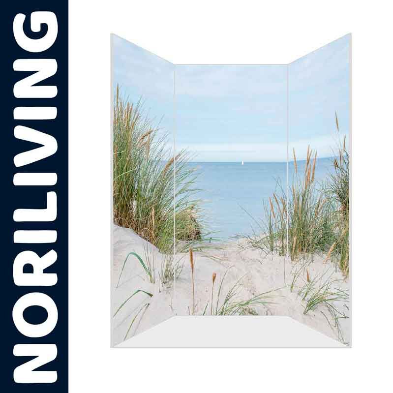 Dreiteiliger Raumteiler mit Strand und Dünenmotiv, perfekt zur Dekoration