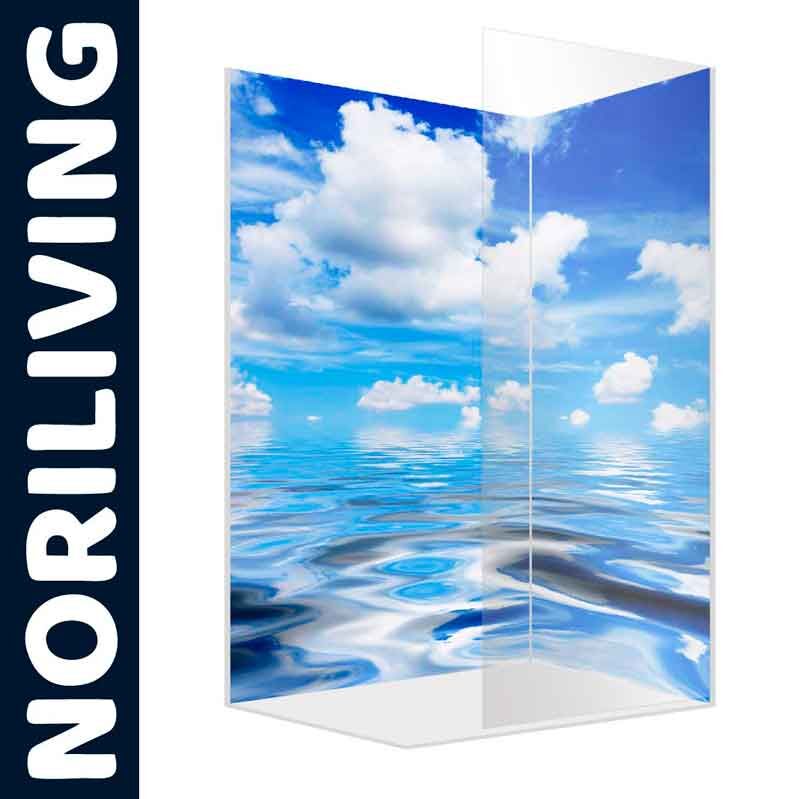 Schiebewand mit Wasser- und Wolkenmotiv von Noriliving