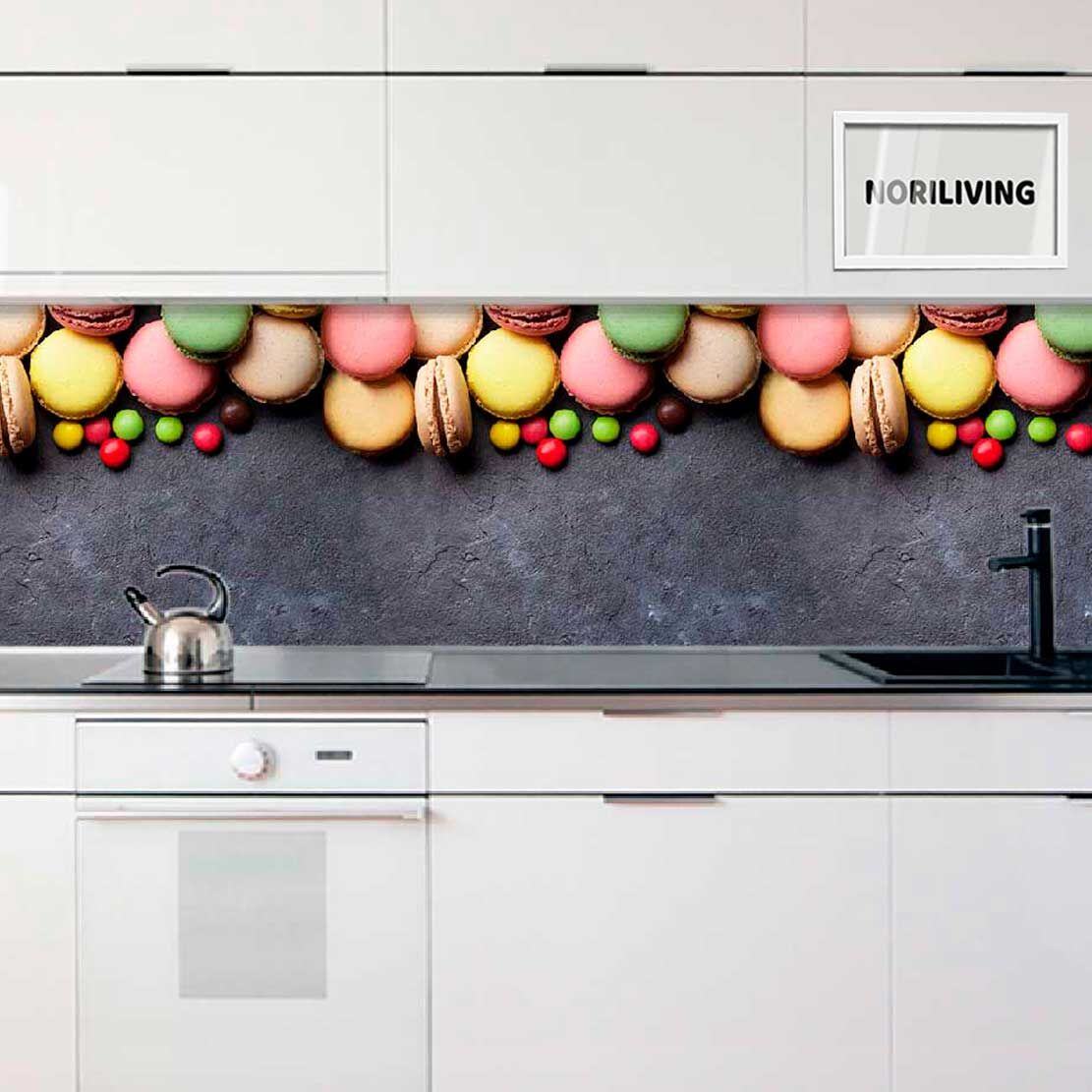 Küchenrückwand Alu bunte Macarons 822