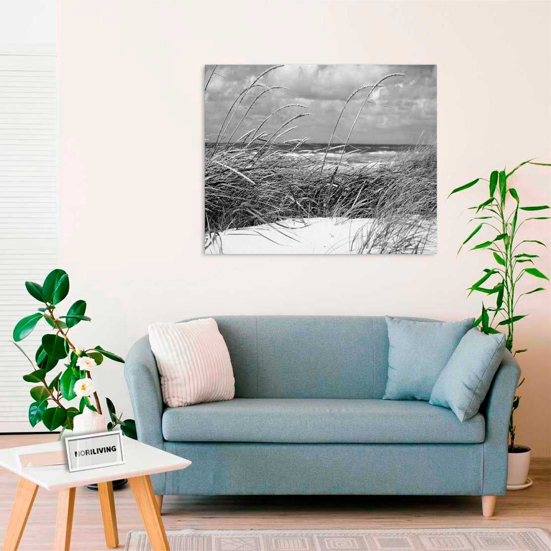 Wandbild über dem Sofa mit Motiv Nordsee Düne 815 schwarz-weiß