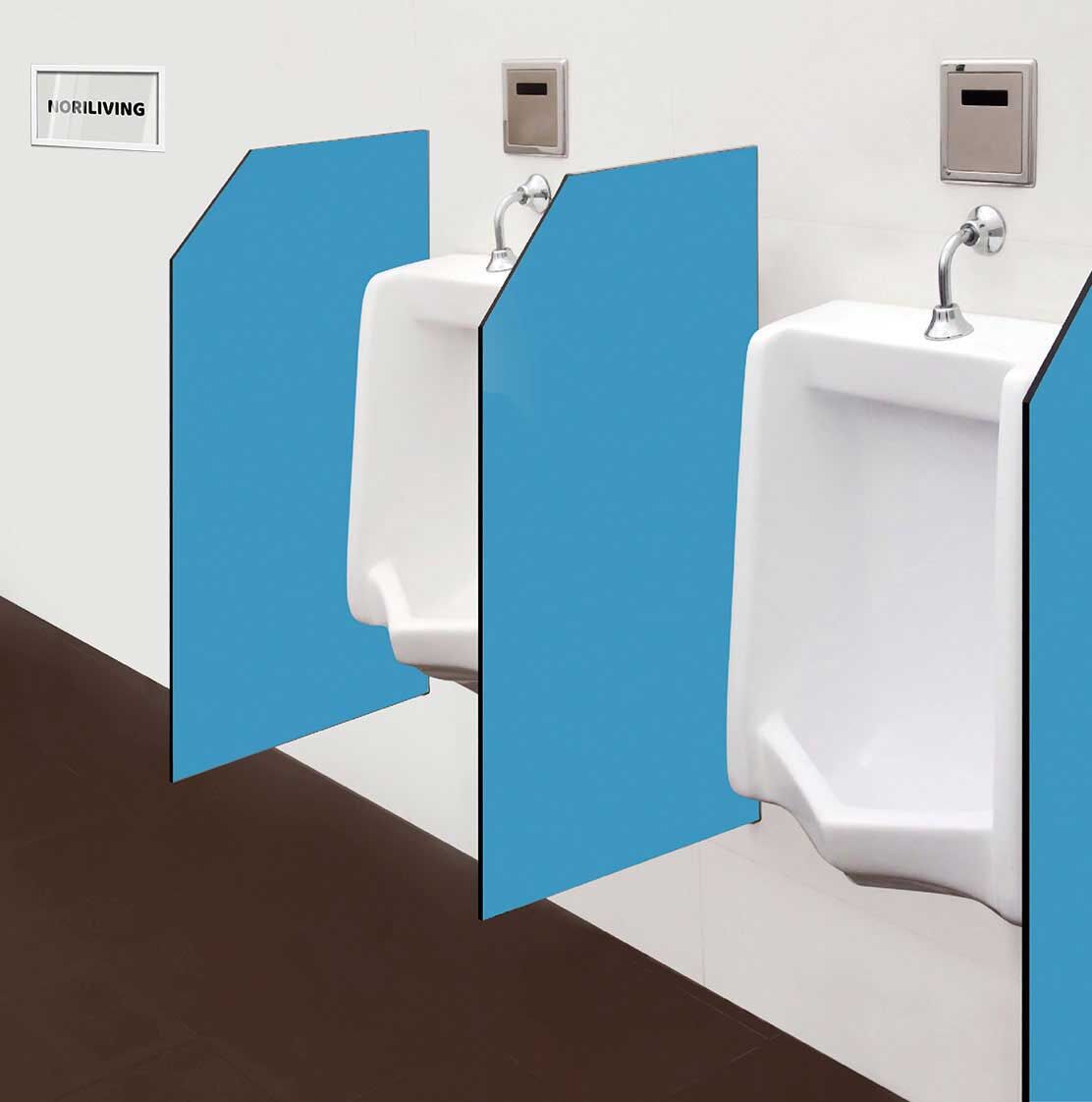 in der Toilette eingebaute Schamwand mit Motiv Unifarbe Blau 2325