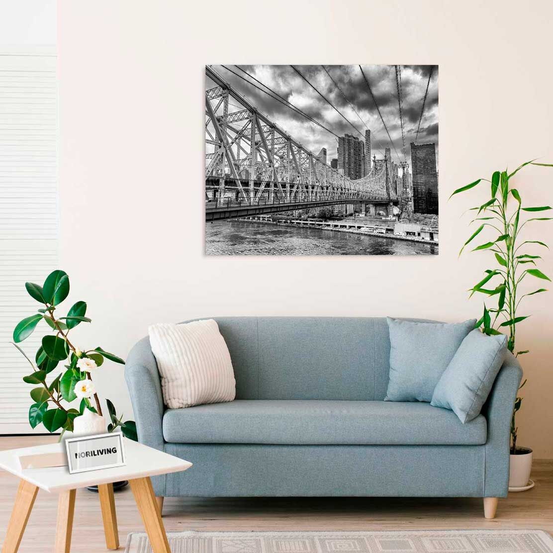 Wandbild über dem Sofa mit Motiv Skyline von Manhattan 360