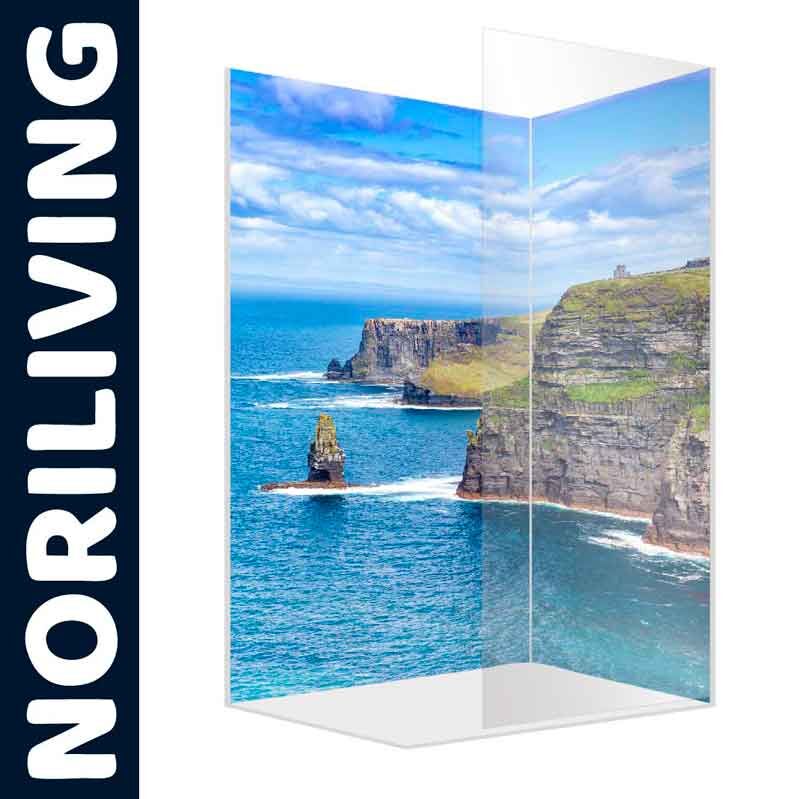 Duschabtrennung mit Motiv der irischen Küste und Klippen von Noriliving