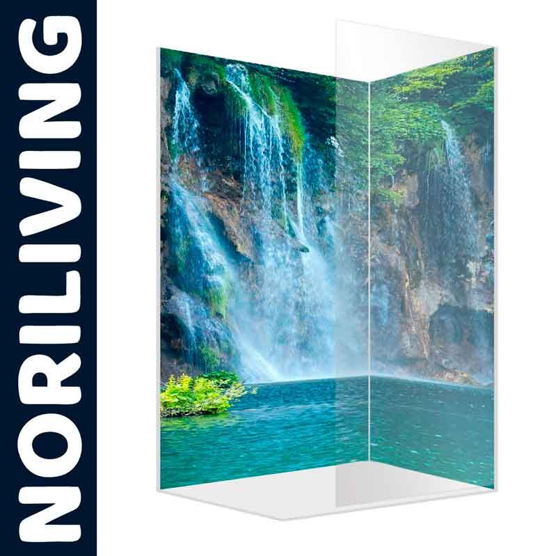 Elegante Duschwand von Norliving mit lebendigem Wasserfall-Design