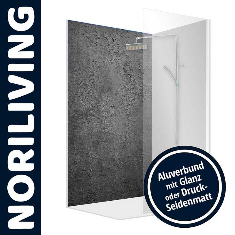 Duschabtrennung mit grauem Design, Glanz oder Seidenmatt von NORILIVING