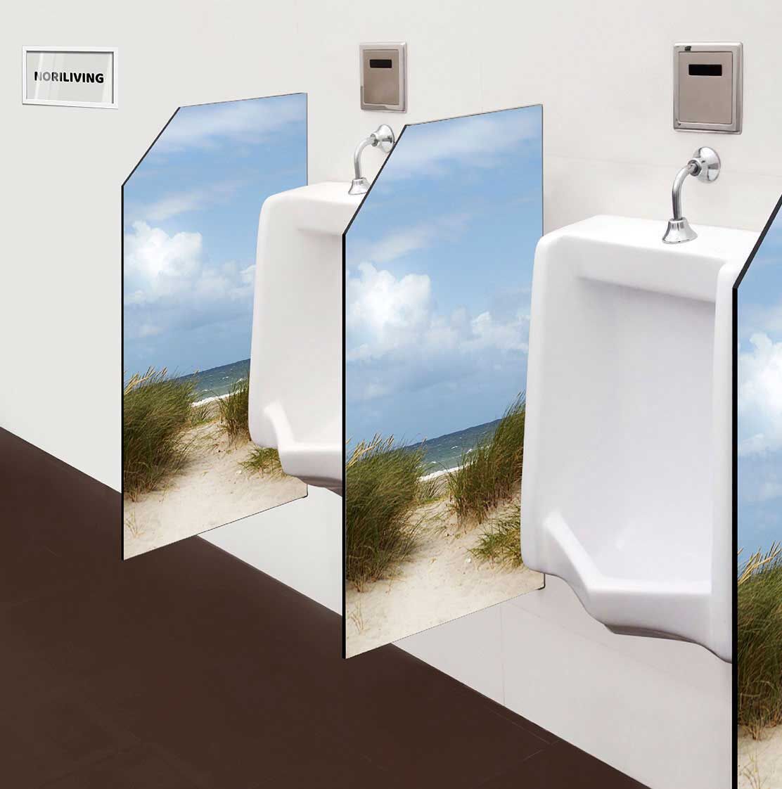 in der Toilette eingebaute Schamwand mit Motiv Dünen Gras Strand 596