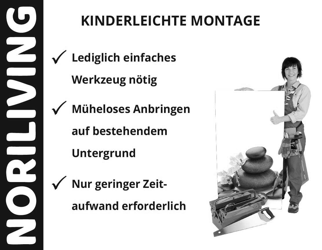 Aufzählung der Vorteile einer Badrückwand aus Aluverbund