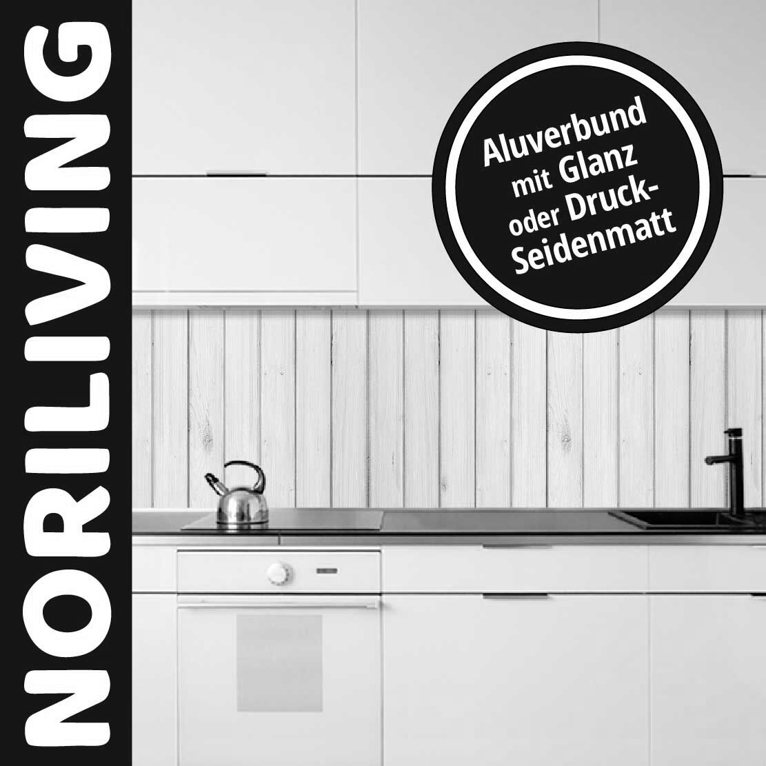 Abbildung einer Küchenrückwand mit Motiv Weiß gestrichene Holzbretter 714 schwarz-weiß