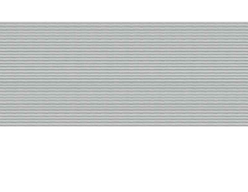 Wellblechtrog aus grauem Metall mit feinen horizontalen Linien in detailreicher Ansicht